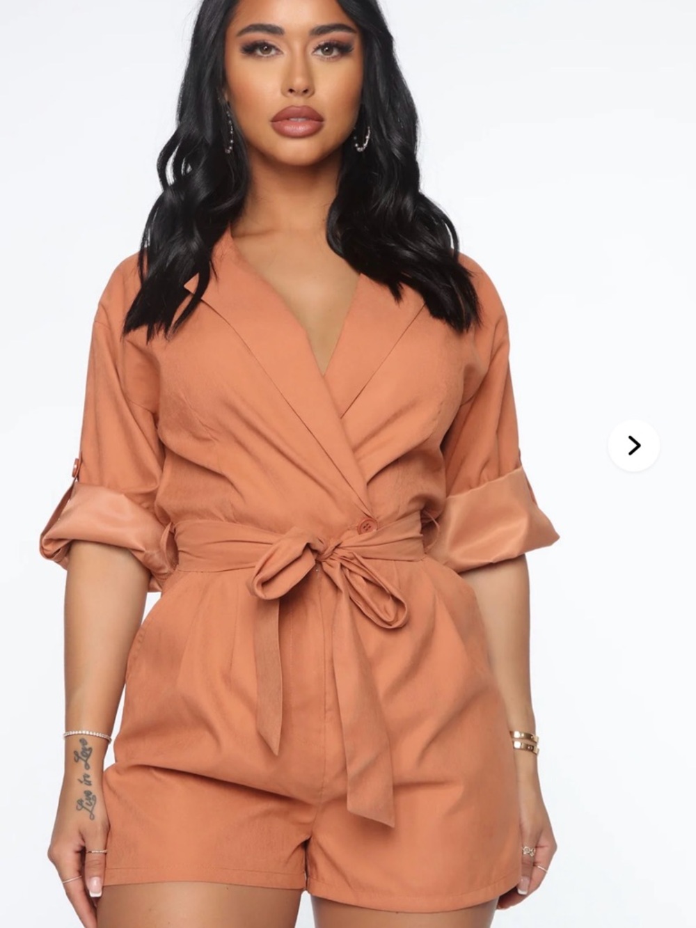 Fashion Nova Rust Orange Wrap Romper